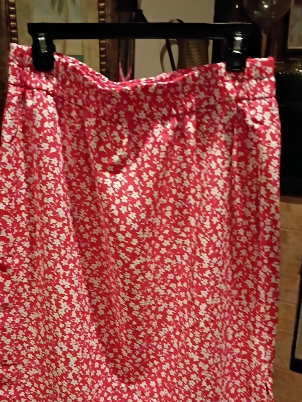 J. Crew Red Skirt with White Floral Print